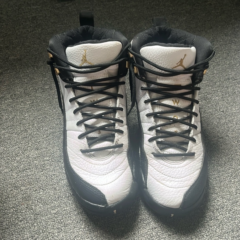 Jordan 12s, Black, White, and Gold, Good Condition!